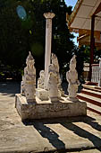 Bagan Myanmar. Shwezigon pagoda. The precinct is full of numerous images, inscribed bells, stone inscriptions and other paraphernalia.  